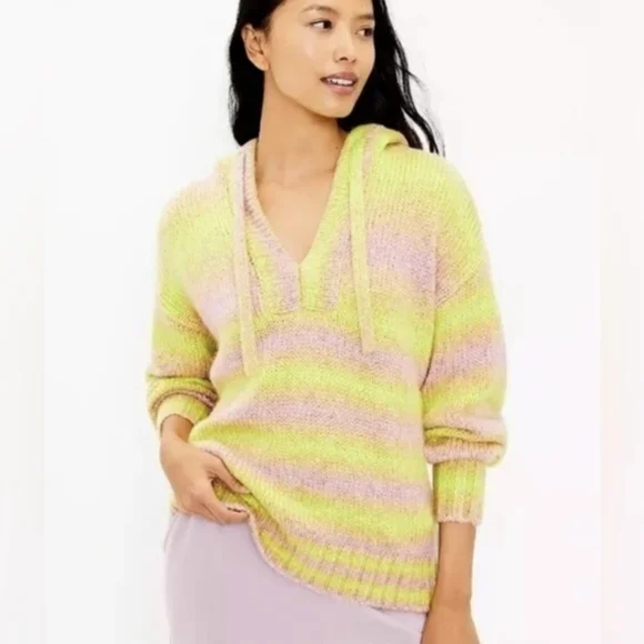 Lou & Grey Pink and Yellow Women's Hooded Sweater - Picture 2 of 6